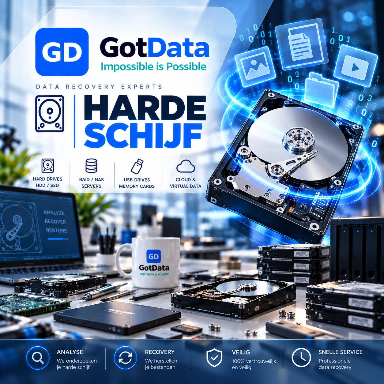 Harde schijf voor professioneel dataherstel bij GotData