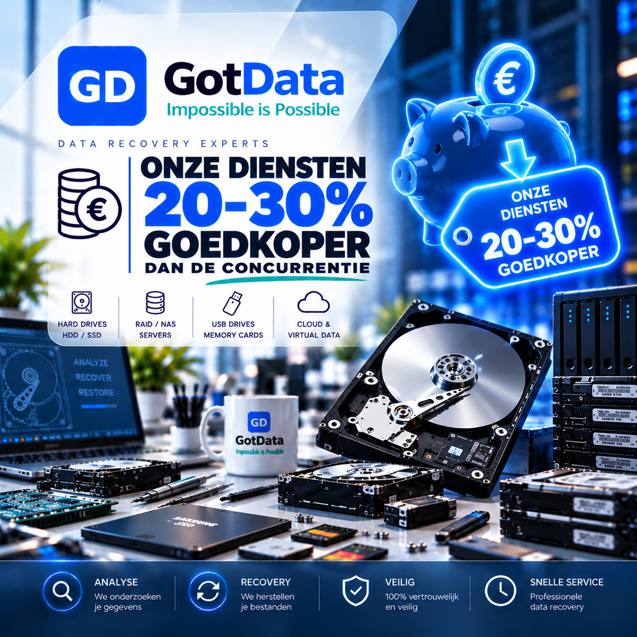 Onze data recovery diensten bij GotData