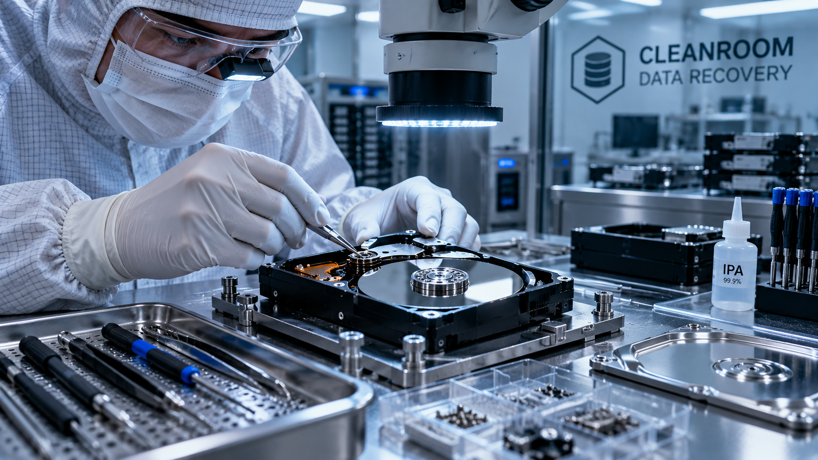 Cleanroom hard drive recovery work